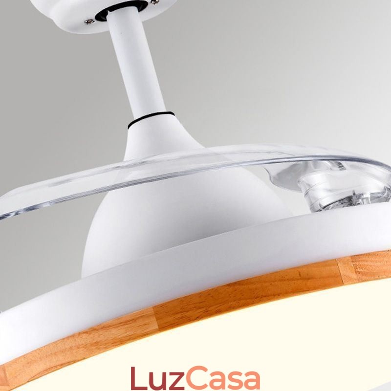 Ventilador de teto inversor moderno com controle remoto, lâmpada de teto tricolor com escurecimento
