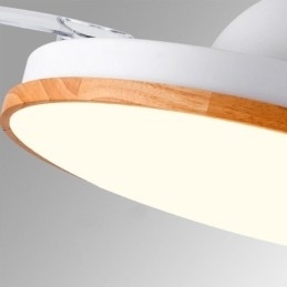 Ventilador de teto inversor moderno com controle remoto, lâmpada de teto tricolor com escurecimento