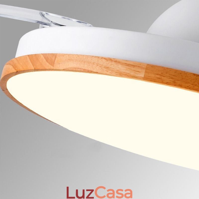 Ventilador de teto inversor moderno com controle remoto, lâmpada de teto tricolor com escurecimento