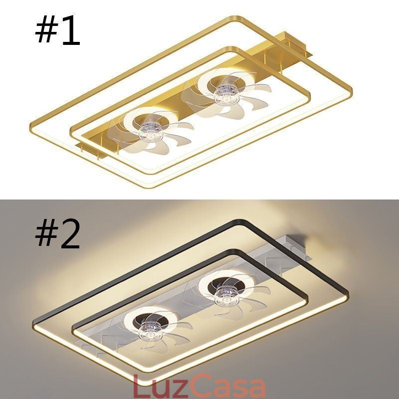Ventilador de teto embutido moderno com luzes de controle remoto