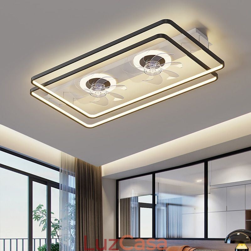 Ventilador de teto embutido moderno com luzes de controle remoto