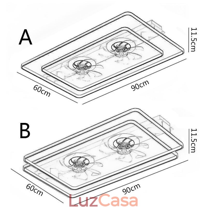 Ventilador de teto embutido moderno com luzes de controle remoto