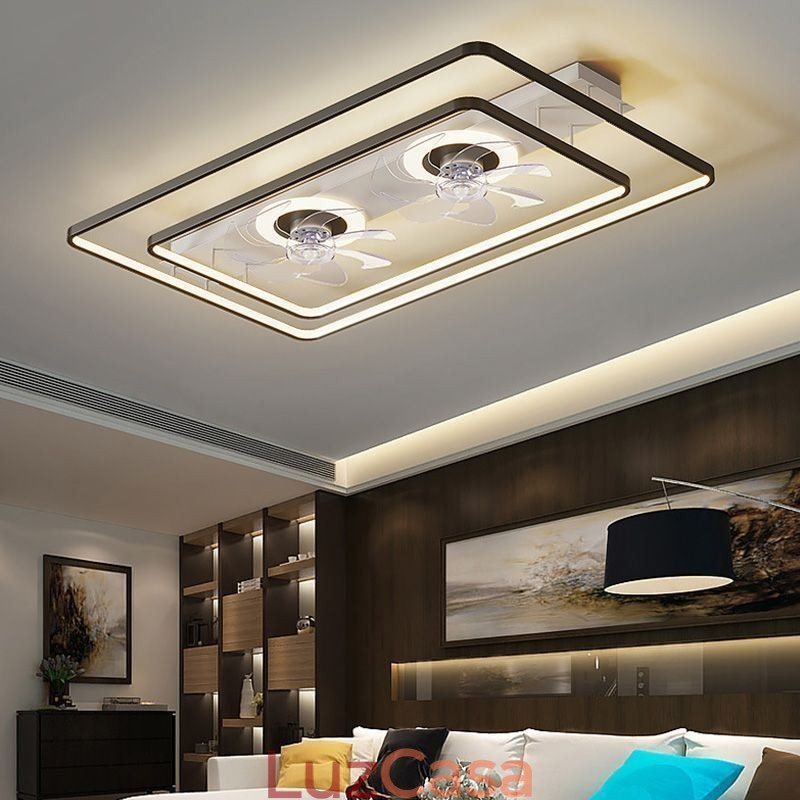 Ventilador de teto embutido moderno com luzes de controle remoto