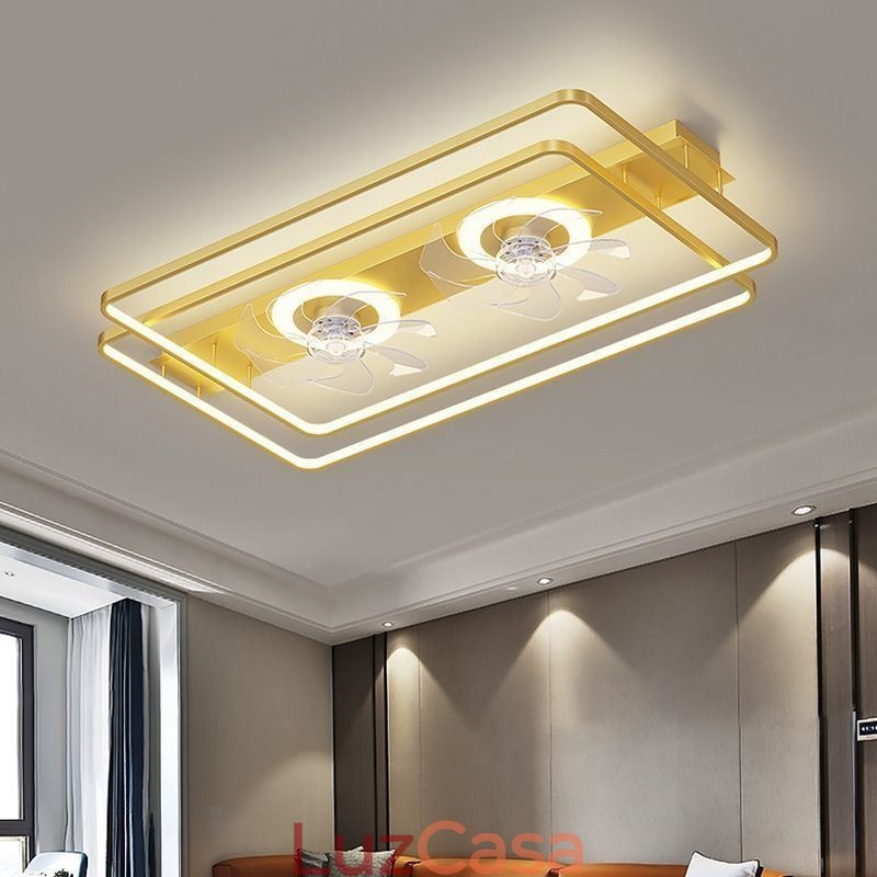 Ventilador de teto embutido moderno com luzes de controle remoto