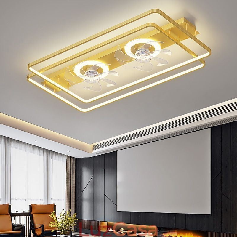 Ventilador de teto embutido moderno com luzes de controle remoto