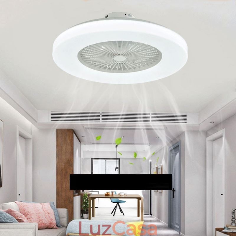 Ventilador de teto Luz tricromática Dimerização 3 velocidades Controle remoto