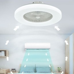 Ventilador de teto Luz tricromática Dimerização 3 velocidades Controle remoto