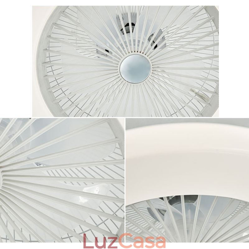 Ventilador de teto Luz tricromática Dimerização 3 velocidades Controle remoto