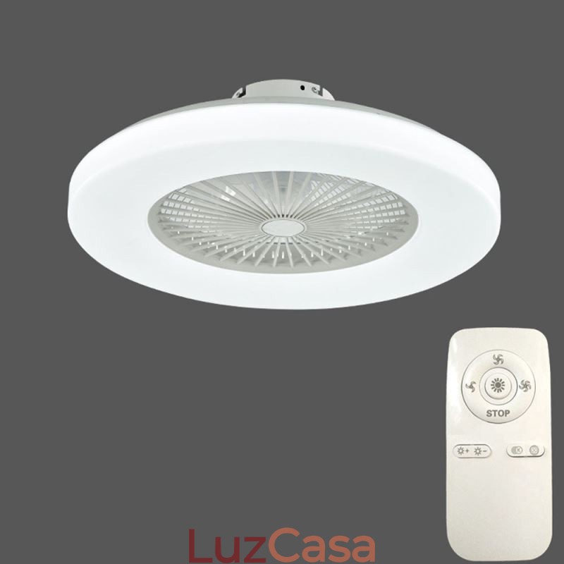 Ventilador de teto Luz tricromática Dimerização 3 velocidades Controle remoto