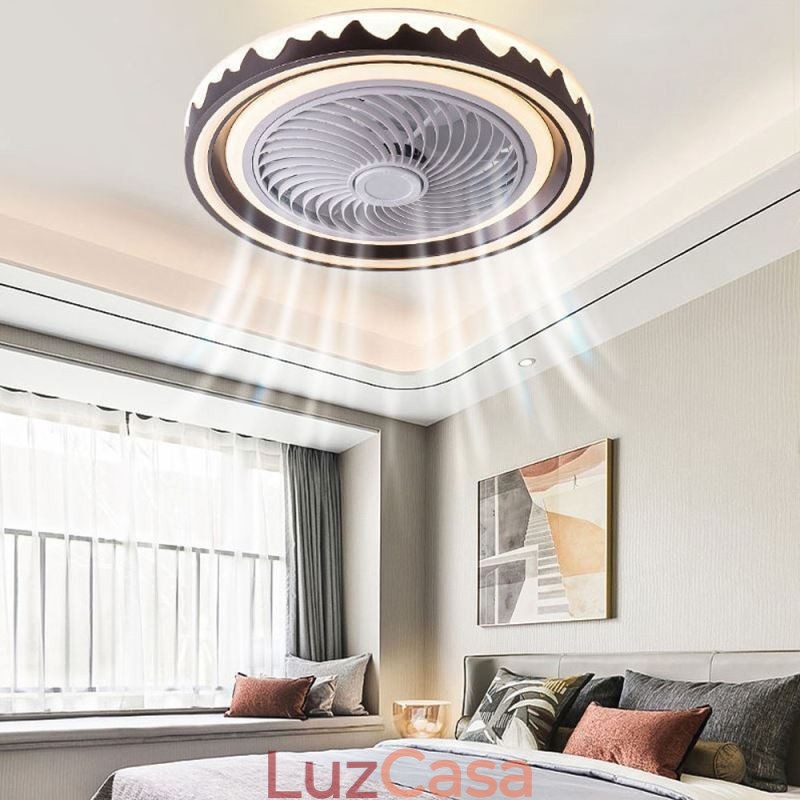Luminária de teto redonda com ventilador de 3 velocidades e controle remoto