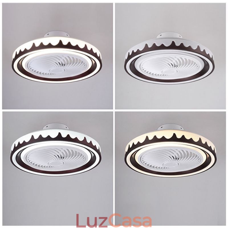 Luminária de teto redonda com ventilador de 3 velocidades e controle remoto