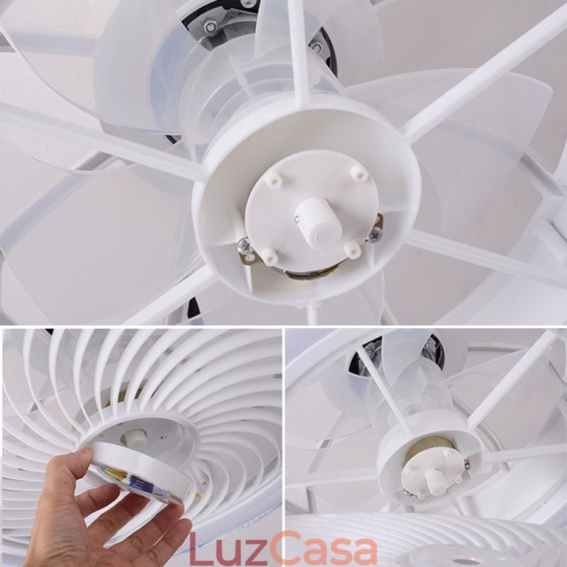Luminária de teto redonda com ventilador de 3 velocidades e controle remoto