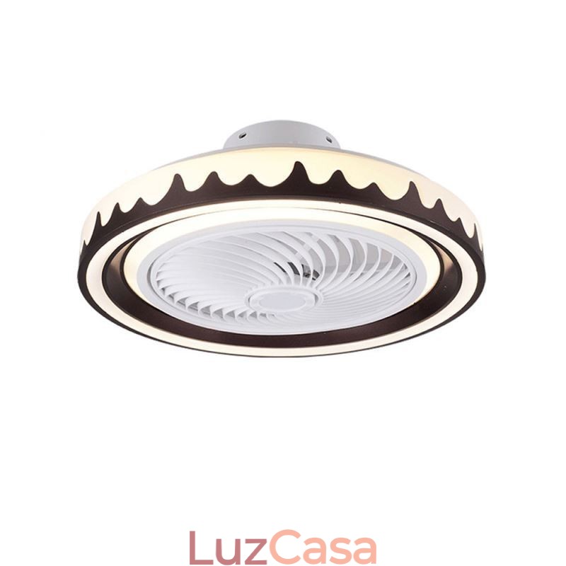 Luminária de teto redonda com ventilador de 3 velocidades e controle remoto