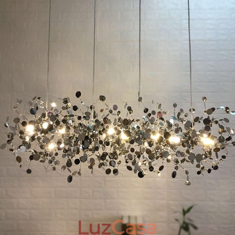 Lustre moderno minimalista em aço inoxidável