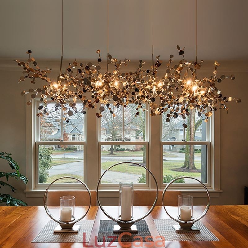 Lustre moderno minimalista em aço inoxidável