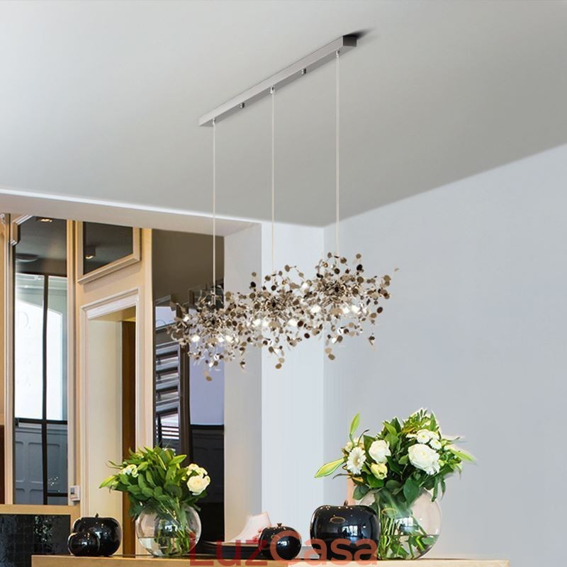 Lustre moderno minimalista em aço inoxidável