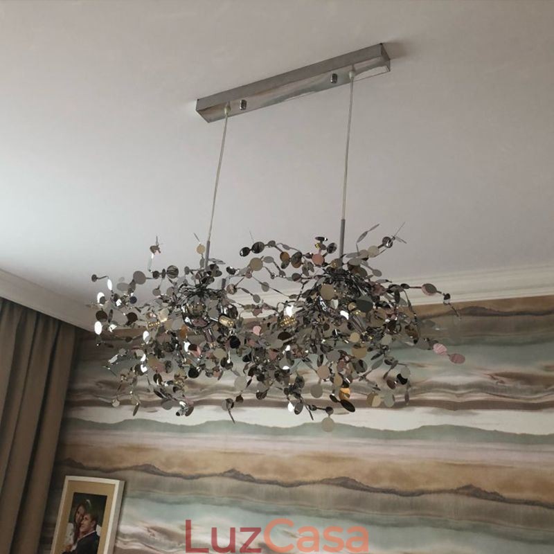 Lustre moderno minimalista em aço inoxidável