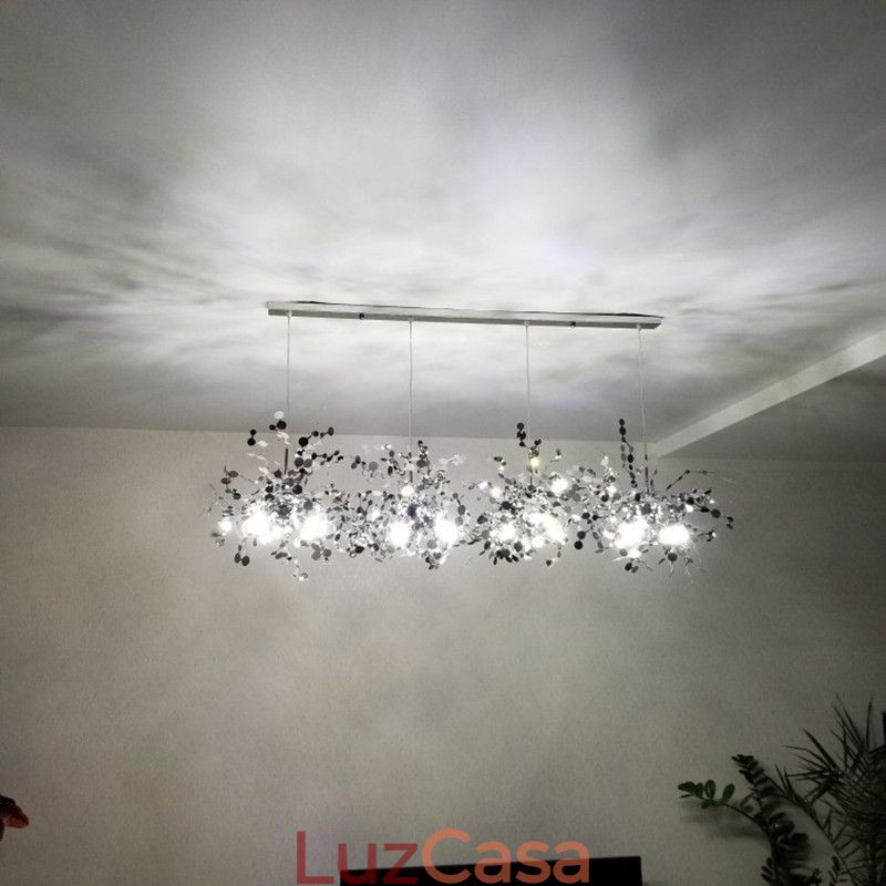 Lustre moderno minimalista em aço inoxidável