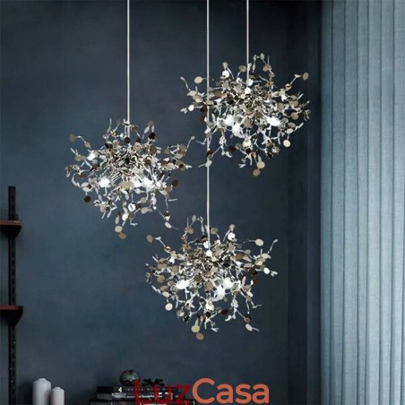 Lustre de lantejoulas em aço inoxidável, iluminação pendente para jantar Lustre de lantejoulas em aço inoxidável, iluminação pendente para jantar