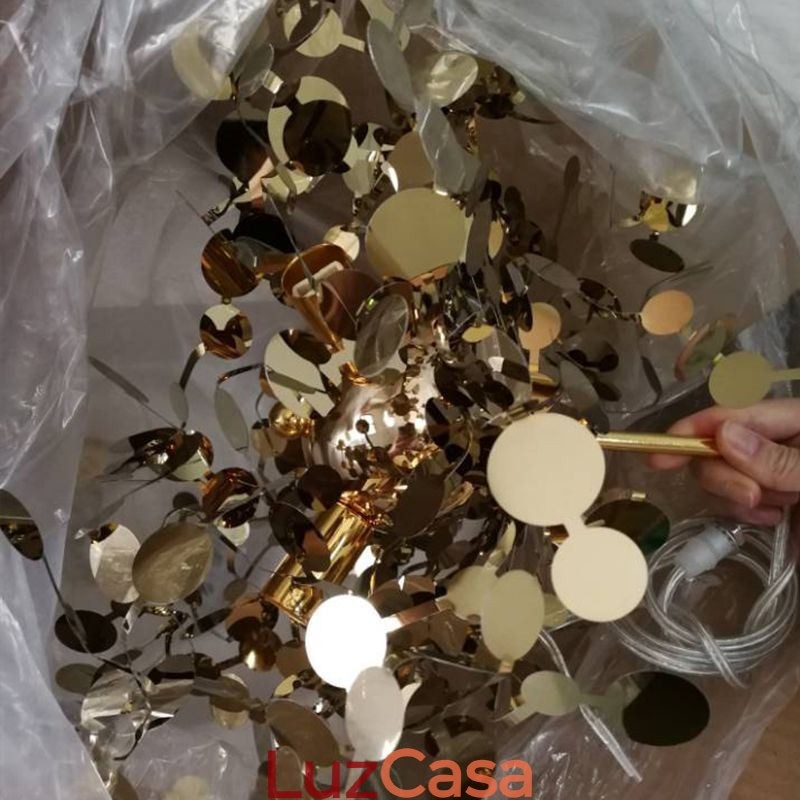 Lustre de lantejoulas em aço inoxidável, iluminação pendente para jantar
