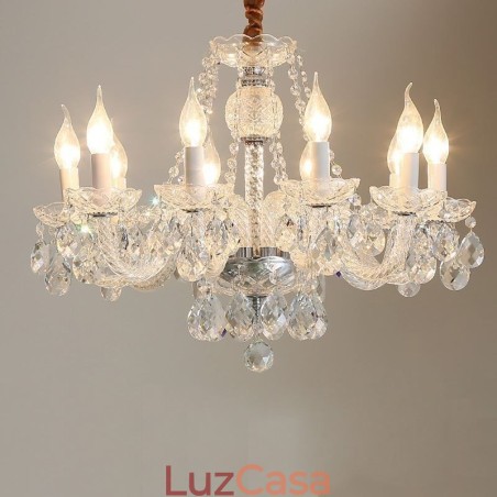Lustre de cristal transparente europeu de luxo decorativo luz de teto Lustre de cristal transparente europeu de luxo decorativo luz de teto