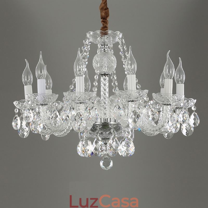 Lustre de cristal transparente europeu de luxo decorativo luz de teto