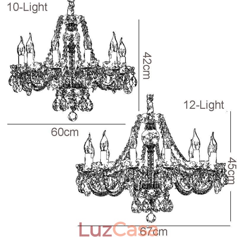 Lustre de cristal transparente europeu de luxo decorativo luz de teto