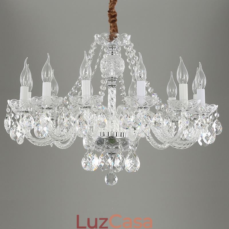 Lustre de cristal transparente europeu de luxo decorativo luz de teto