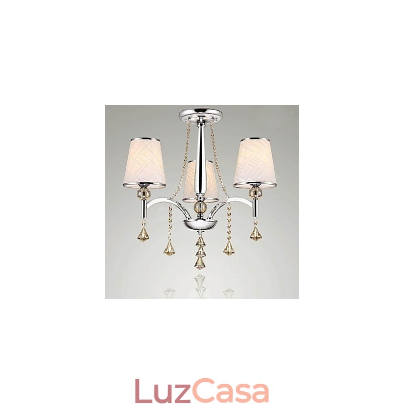 Lustre moderno contemporâneo de cristal cromado em metal