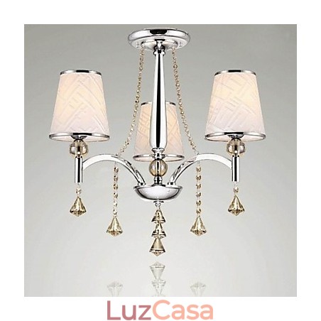 Lustre moderno contemporâneo de cristal cromado em metal Lustre moderno contemporâneo de cristal cromado em metal