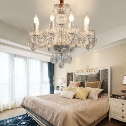 Lustre de cristal transparente europeu corpo de luz de vidro 8 luzes