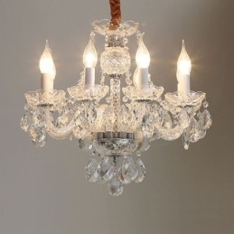 Lustre de cristal transparente europeu corpo de luz de vidro 8 luzes