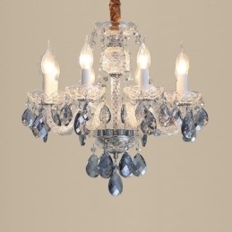 Lustre de cristal azul europeu corpo de luz de vidro 8 luzes