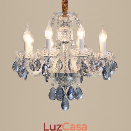 Lustre de cristal azul europeu corpo de luz de vidro 8 luzes Lustre de cristal azul europeu corpo de luz de vidro 8 luzes