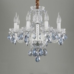 Lustre de cristal azul europeu corpo de luz de vidro 8 luzes