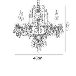 Lustre de cristal azul europeu corpo de luz de vidro 8 luzes