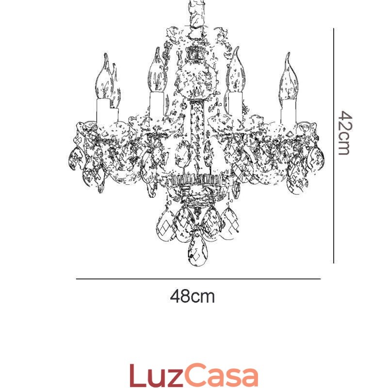 Lustre de cristal azul europeu corpo de luz de vidro 8 luzes