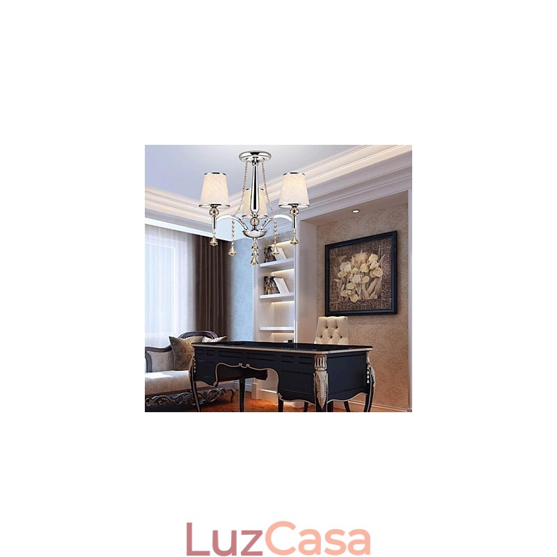 Lustre moderno contemporâneo de cristal cromado em metal