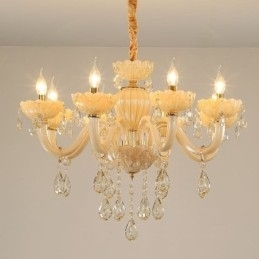 Atraente lustre de cristal europeu cor conhaque luminária de teto corpo de vidro 8 luzes