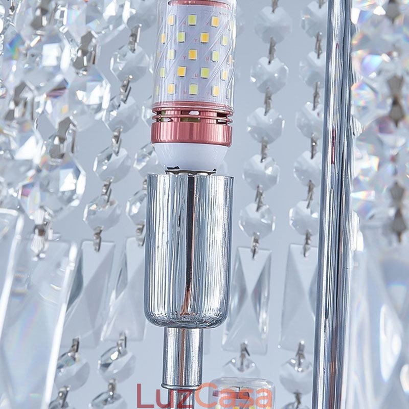 Lustre de cristal retrô americano de luxo com luz de teto de cristal com 18 luzes