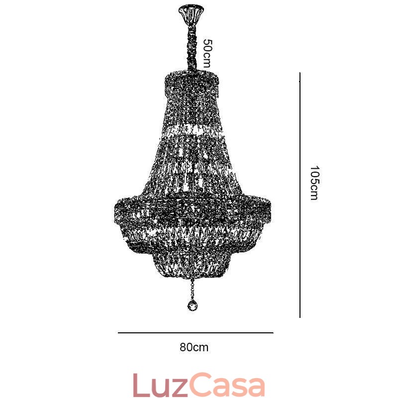 Lustre de cristal retrô americano de luxo com luz de teto de cristal com 18 luzes