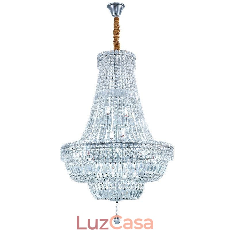 Lustre de cristal retrô americano de luxo com luz de teto de cristal com 18 luzes