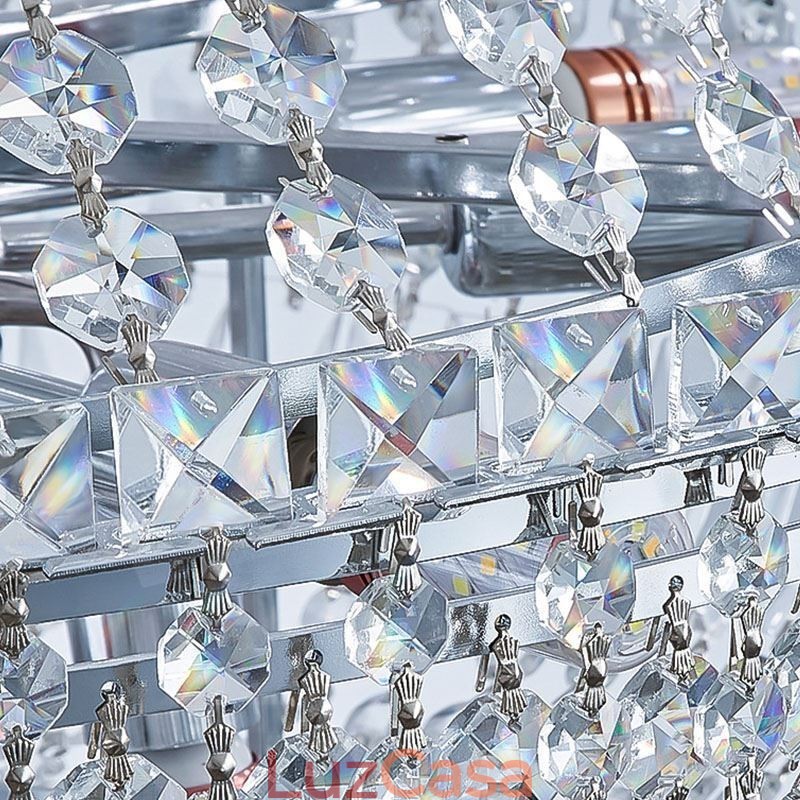 Lustre de cristal retrô americano de luxo com luz de teto de cristal com 18 luzes