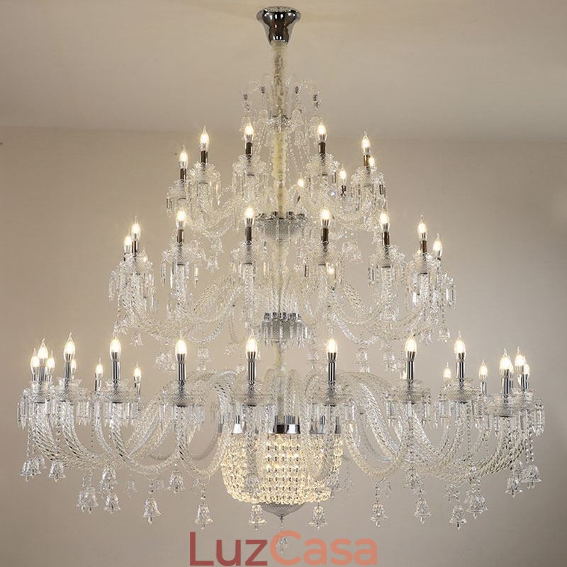 Lustre de cristal europeu decoração luz de teto com 50 luzes