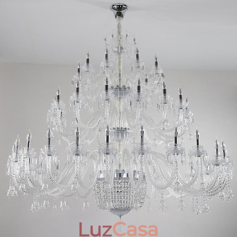 Lustre de cristal europeu decoração luz de teto com 50 luzes
