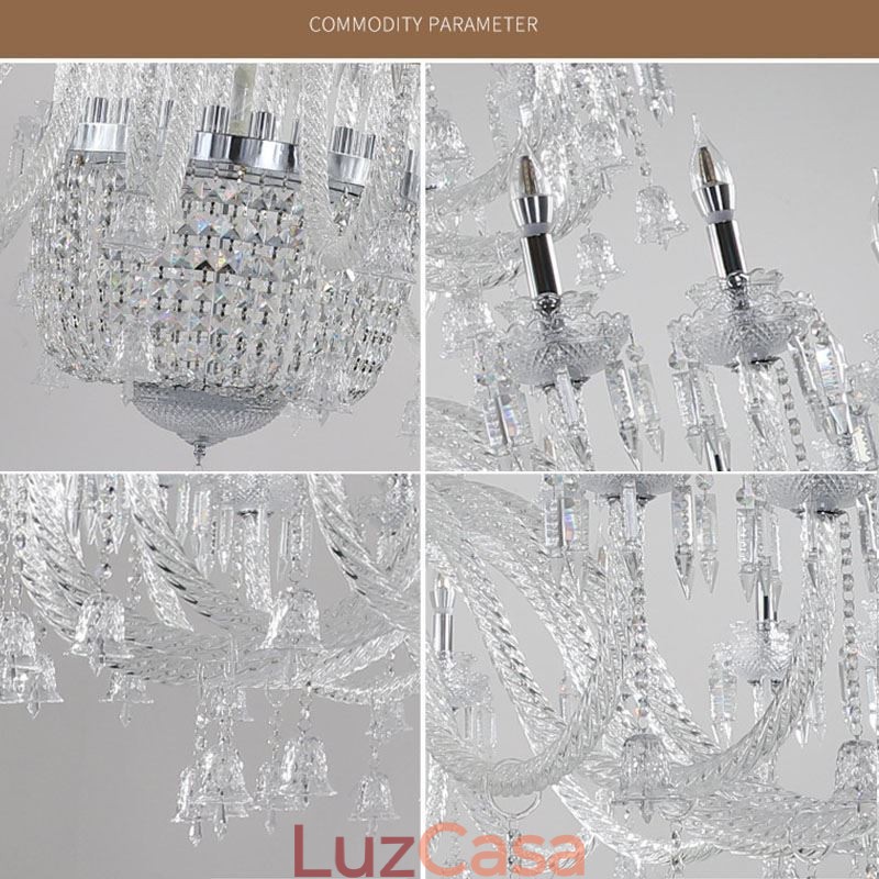 Lustre de cristal europeu decoração luz de teto com 50 luzes
