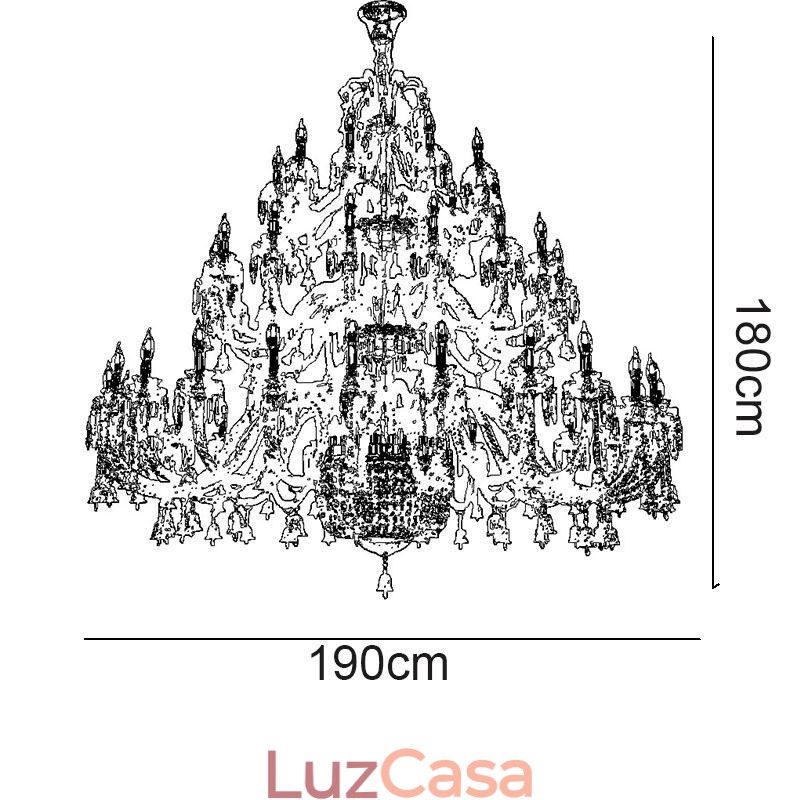 Lustre de cristal europeu decoração luz de teto com 50 luzes