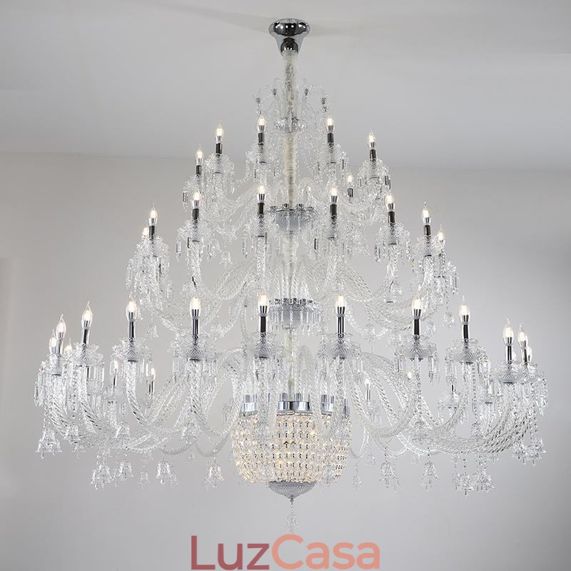 Lustre de cristal europeu decoração luz de teto com 50 luzes