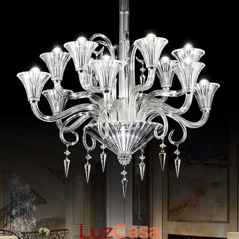 Lustre de cristal europeu decoração luz de teto com 12 luzes