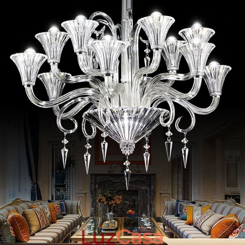 Lustre de cristal europeu decoração luz de teto com 12 luzes